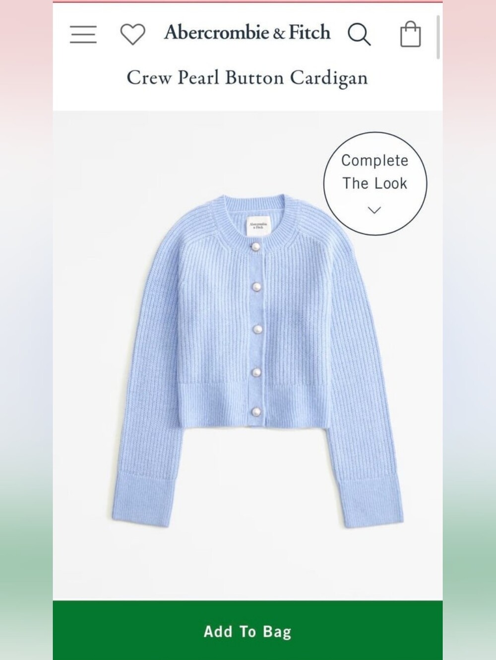 Abercrombie & Fitch Pastel Blue Ribbed Button Cardigan - Picture 2 of 4